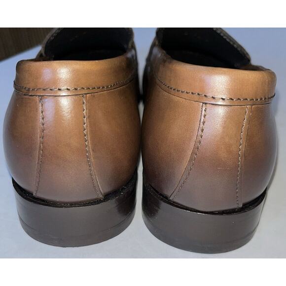 Mens Authentic To Boot New York “DANTE” Woven Leather Loafers Cognac US‎ 8M NEW main image 4